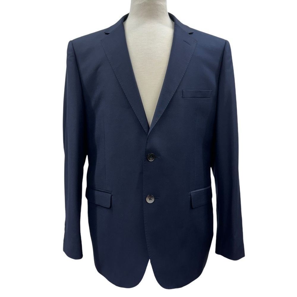 Tiglio Luxe Blazer Sangria Jacket Men’s 44S Navy Blue Italy Merino Wool